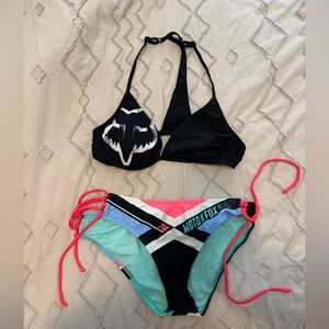 Fox Mint and Black Bikini Set Top
